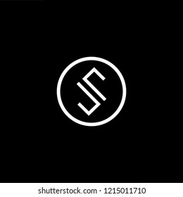 Initial letter S O OS SO minimalist art logo, white color on black background.