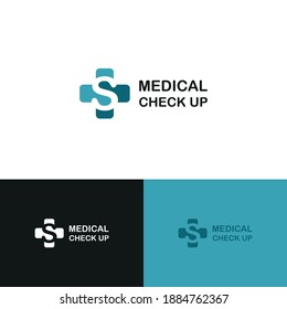 Initial letter S on medical cross icon for healthy, health care, and medicine logo design concept vector