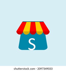 la carta inicial se refiere a las compras. Resumen del logo de la compra. Logo de la tienda en línea. Plantilla de logotipo del vector