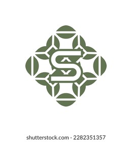 Initial letter S organic natural green alphabet logo