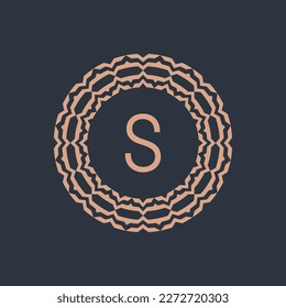letra inicial S emblema ornamental marco logotipo de círculo