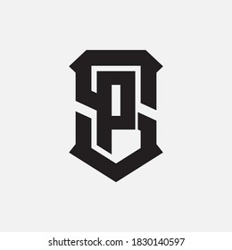 Initial letter S, P, SP or PS overlapping, interlock, monogram logo, black color on white background