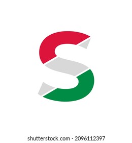 Initial Letter S Paper Cutout with Italian Flag Color Logo Design Template