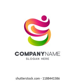 initial letter S with people shape, logo design template