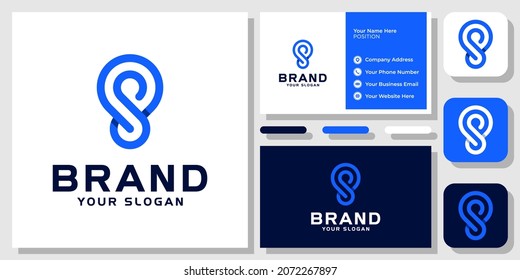 Initial Letter S Pin Map Location Place Travel Navigation Local Monogram Logo Design With Business Card Template