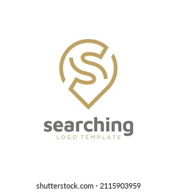 Initial Letter S With Pin Map GPS Pointer For Searching Location Address Logo Design