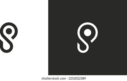 initial Letter S Pin Map Location Logo Concept sign symbol icon Element Design. Geotag, Place, Mark, Pinpoint Logotype. Vector illustration template