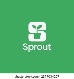 Initial letter S with plant leaf sprout grow logo vector graphic icon sign symbol