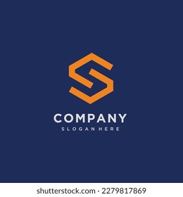 Anfangsbuchstabe S Polygon Hexagon einfaches Logo-Design-Symbol, Vektorgrafik