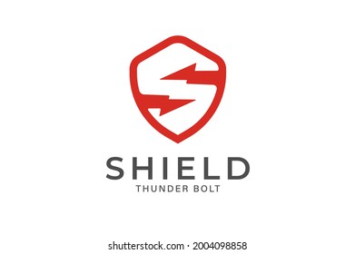 Initial Letter S Power Shield logo, letter S thunder bolt and shield combination, logo design vector