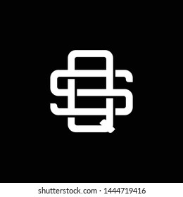 Initial letter S and Q, SQ, QS, overlapping interlock monogram logo, white color on black background