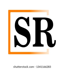 Initial Letter S R Logo Icon With Square Shape. Material Design Logo