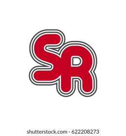 initial letter s and r. sr monogram outline logo