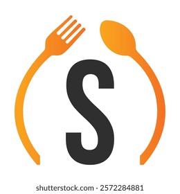 Initial Letter S Restaurant Logo Design Concept With Spoon and Fork Symbol Vector Template