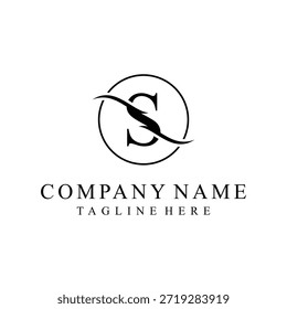 Letra inicial s serif fonte texto logotipo design, ícone dourado vetor conceito, círculo redondo gráfico vetor modelo