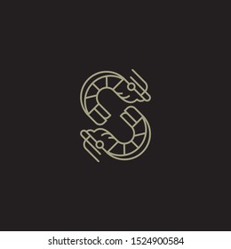 initial letter S shrimp logo template. seafood, business, restaurant  - vector