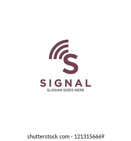 Initial Letter S Signal Logo Design in Red Color