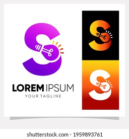 Initial Letter S Smart Light Bulb Logo Design Vector Graphic