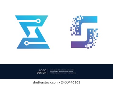 Initial letter S smart logo design. Artificial Intelligence concept.