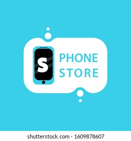 Initial letter S with Smart phone icon. phone store logo vector