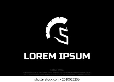 Initial Letter S for Sparta Spartan Warrior Helmet Logo Design Vector