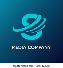 Initial Letter S with Sphere Signal Frequency Transmission for Antenna, Broadcast, Media, Information, Communication, Internet, Wireless Service Company Modern Logo Idea 