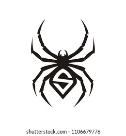 Initial Letter S Spider Black Widow logo design silhouette 