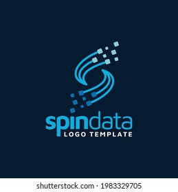 Initial Letter S with Spin Swap Switch Spiral Digital Data Technology logo design