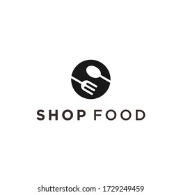 initial letter s with spoon and fork logo design vector silhouette illustration on white background