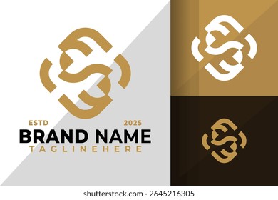 Ilustración de diseño de Vector de icono de logotipo geométrico cuadrado letra inicial S
