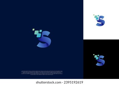 
Letra inicial S con movimiento de puntos cuadrados. Plantilla de diseño de logotipos vectores
