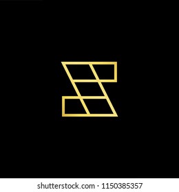Initial letter S SS minimalist art monogram shape logo, gold color on black background