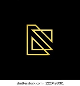 Initial letter S SS minimalist art logo, gold color on black background.