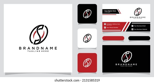 Letra inicial logotipo de forma de monograma de arte minimalista S o SS con diseño de tarjeta de visita