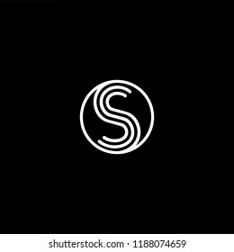 Initial letter S SS SSS OS SO minimalist art monogram shape logo, white color on black background.