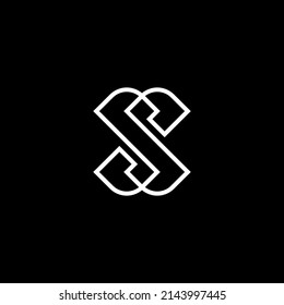 Initial letter S SS style logo line without break isolated black background