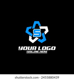 Letra inicial S Star concepto logo diseño Vector
