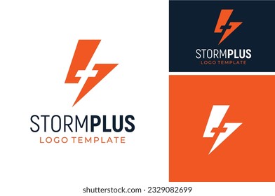 Initialbuchstabe S Strike Speed Storm Donnerschlag Power Flash Spannung mit positivem Plus Cross Sign for Electric Logo Design