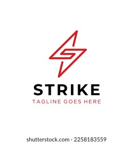 Initial Letter S Strike Storm Stun with Electric Flash Thunder Lightning Bolt logotype typography Lettering Monogram logo design