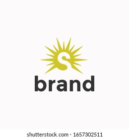 Initial letter s with sun light logo template