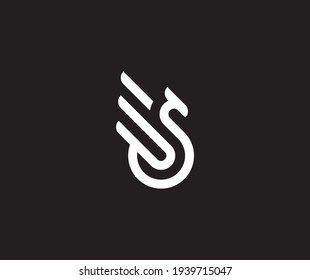 Initial Letter S Swan Monogram Logo Design Vector