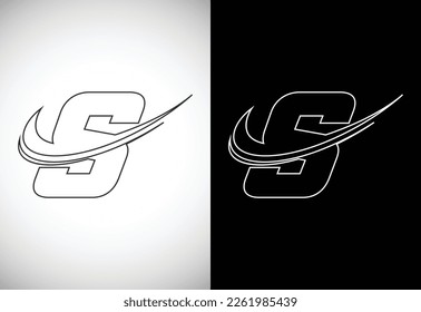Initial letter S with a swoosh line art-style logo. Modern vector logotype for business and company identity.
