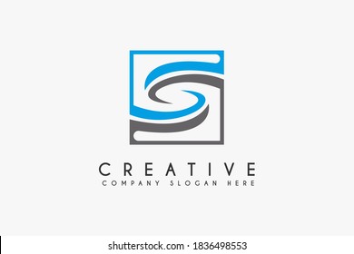 Initial letter S with swoosh logo design vector illustration. Letter S swoosh icon. Usable for business and technology logos isolated on white background