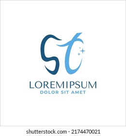 Initial Letter S and T Dental Dentist Logo Design Template