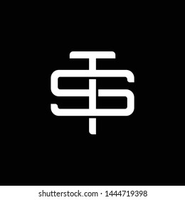 Initial letter S and T, ST, TS, overlapping interlock monogram logo, white color on black background