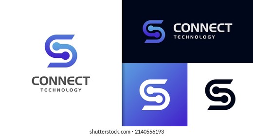 initial letter s technology logo design. vector set icon logotype for digital abstract dot connection