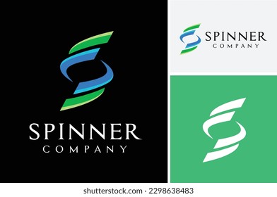 Initial Letter S with Tornado twister hurricane Spin Spiral Switch logo design