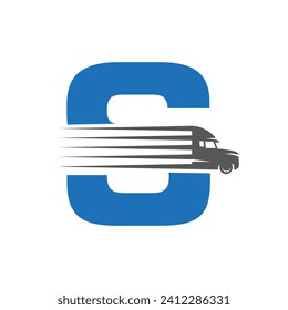 Initial Letter S Truck Logo For Transportation Symbol. Transportation Logotype