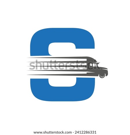 Initial Letter S Truck Logo For Transportation Symbol. Transportation Logotype