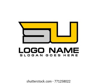 Initial letter S & U logo template vector